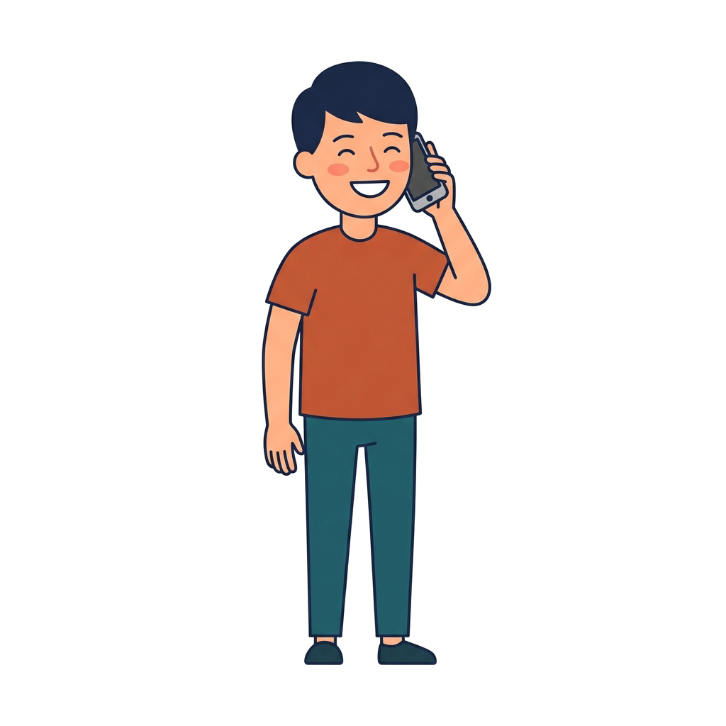 Happy mascot phone support